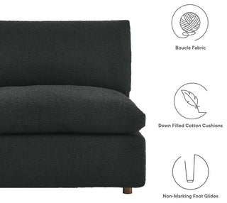 Commix Down Filled Overstuffed Boucle Fabric 5-Piece Sectional Sofa, Black