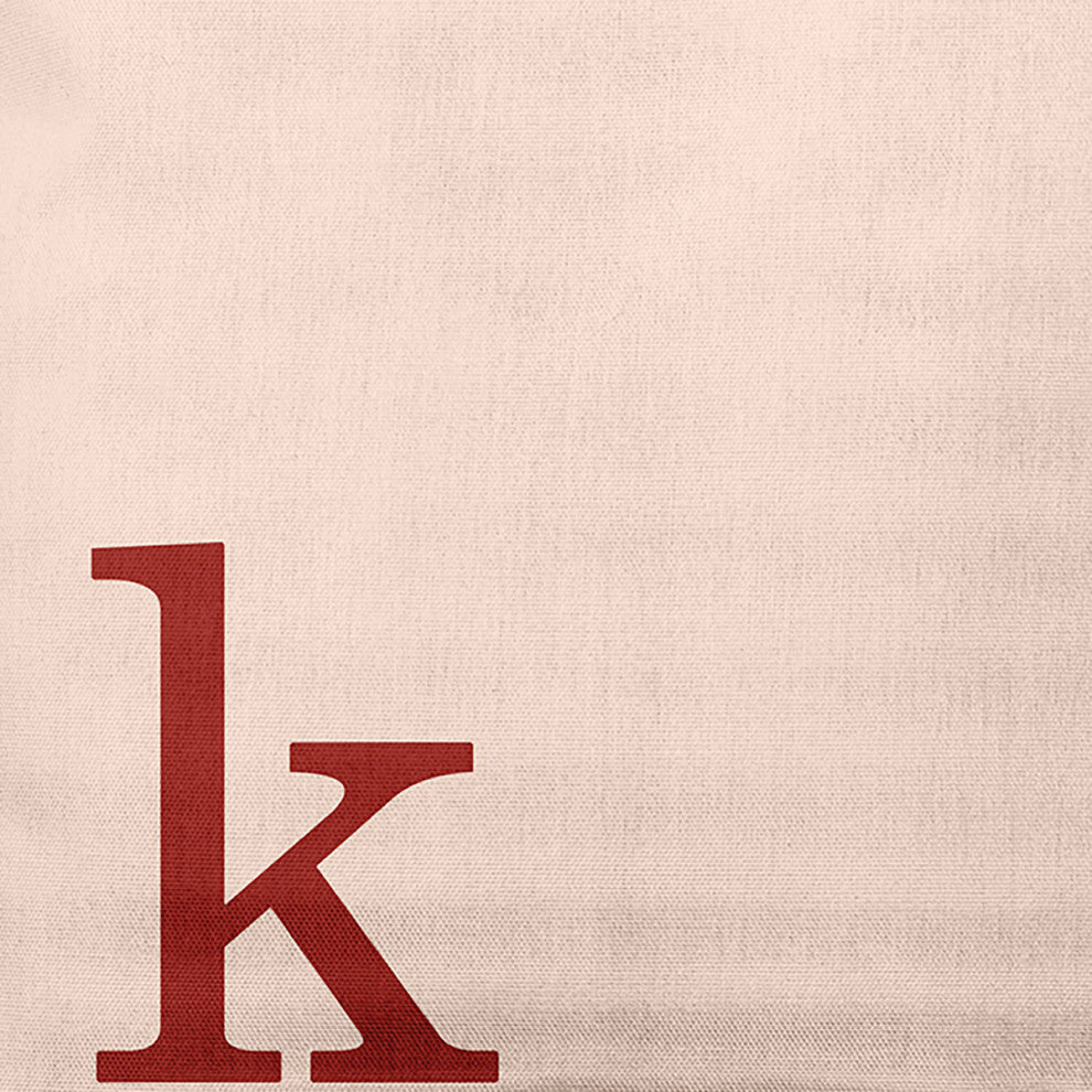 18" x 18" Modern Monogram Indoor/Outdoor Polyester Throw Pillow, Maple Red