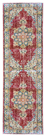 Ceniscia Haven Vintage Polyester Area Rug, Red, 2'6"x8'