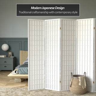 6' Tall Window Pane Shoji Screen, White, 6 Panels