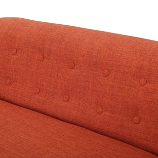 GDF Studio Carol Button Back Mid-Century Fabric Modern Loveseat, Muted Orange