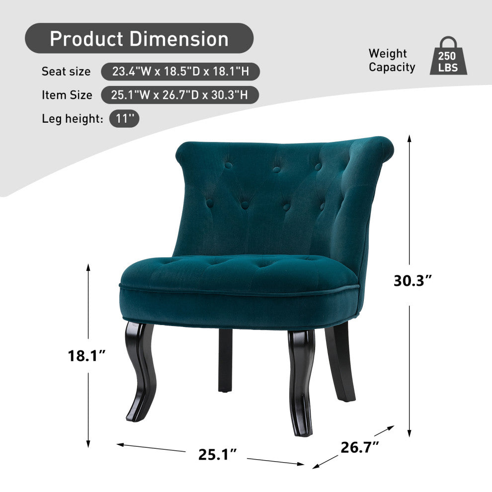 Jane Uphlostered Ottoman Accent Chair, Teal