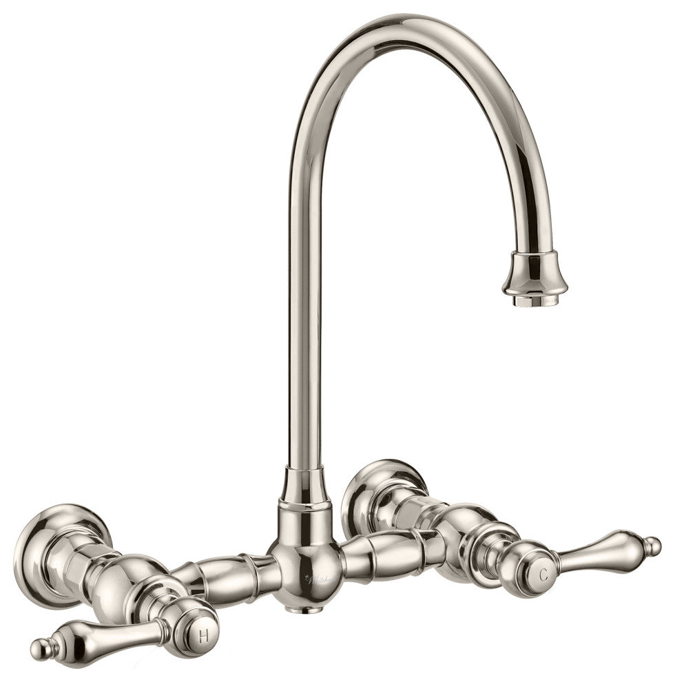 Vintage III Plus Wall Mount Faucet With a Long Gooseneck Swivel Spout, Lever Ha