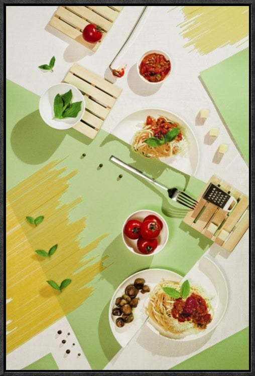 Suprematic Meal: Pasta With Tomato Sauce And Mushrooms, 16"x24"