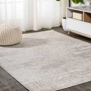 Alhambra Ornate Medallion Modern Runner Rug, Ivory, 8'x10'