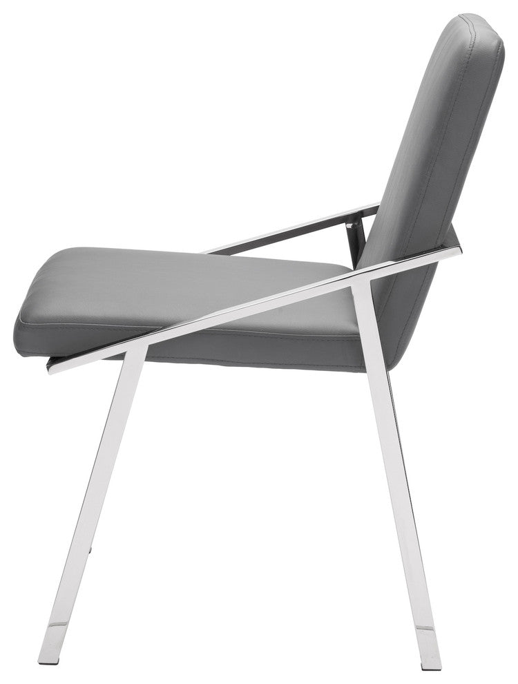 Nika Dining Chair, Seat: Gray, Base: Polished Stainless