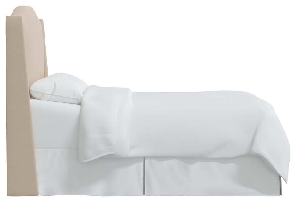 Camelback Wingback Headboard, Linen Linen, King