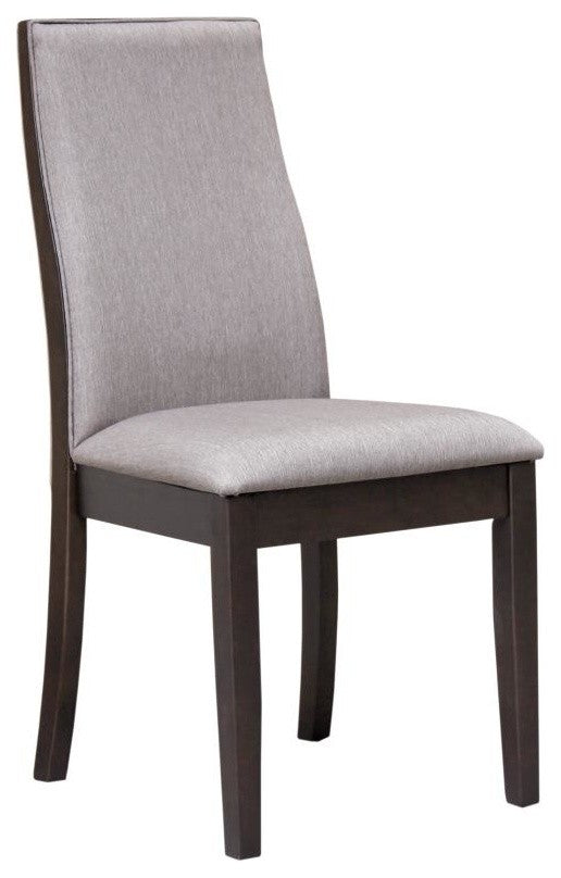 Spring Creek Espresso Brown Finish Dining Side Chairs with gray Fabric, Set of 2