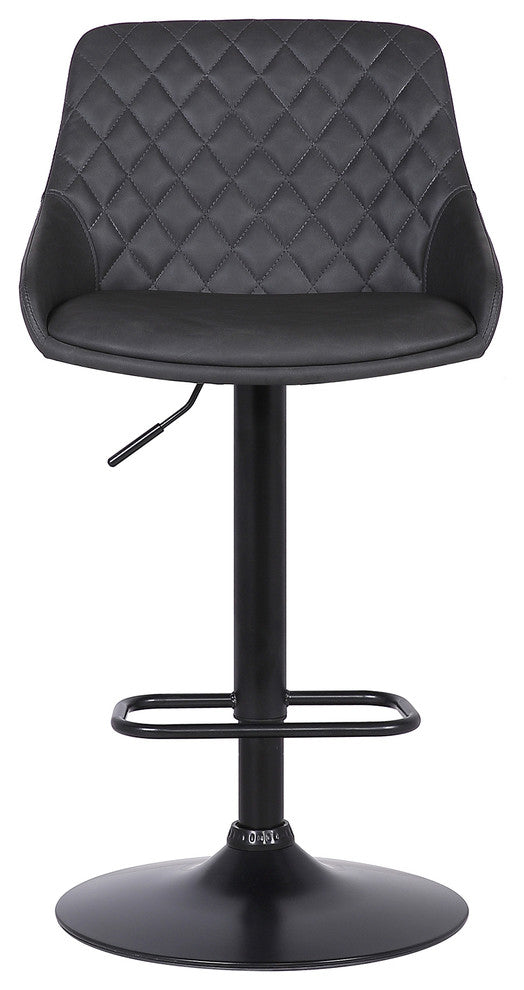 Anibal Contemporary Adjustable Barstool, Black Powder Coated Finish and Gray