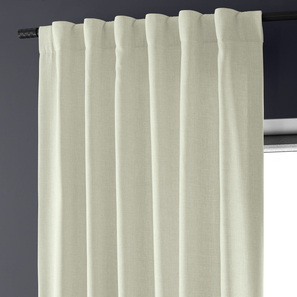 Italian Faux Linen Curtain Single Panel, Gravity Ivory, 50"x84"