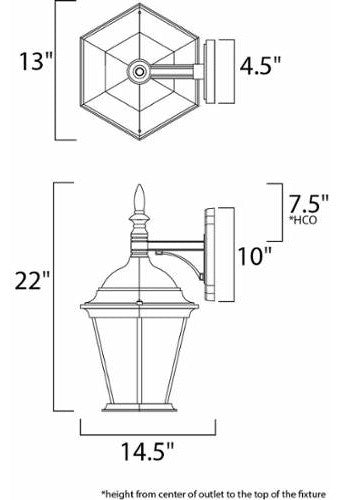 Maxim Westlake Cast 3-Light Outdoor Wall Lantern Black - 1008BK