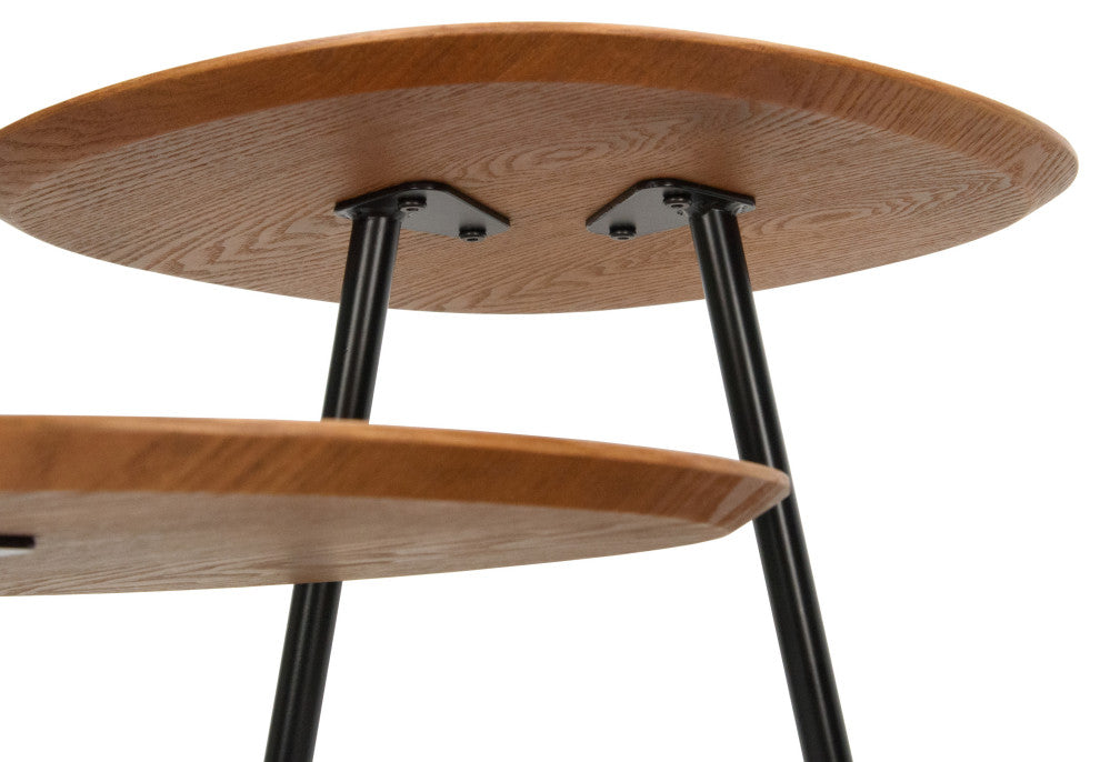 LeisureMod Hazelton End Table Manufactured Wood Top and Steel Base, Walnut