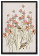 Birds, Flowers Peach Framed Canvas 20x30 Black Framed Canvas