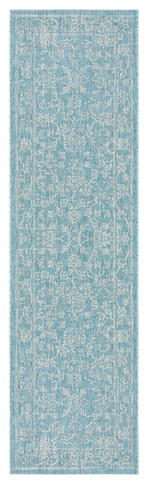 Safavieh Courtyard Cy8680-37121 Outdoor Rug, Aqua and Gray, 2'3"x6'7" Runner