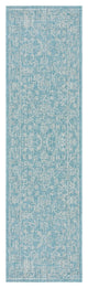 Safavieh Courtyard Cy8680-37121 Outdoor Rug, Aqua and Gray, 2'3"x6'7" Runner