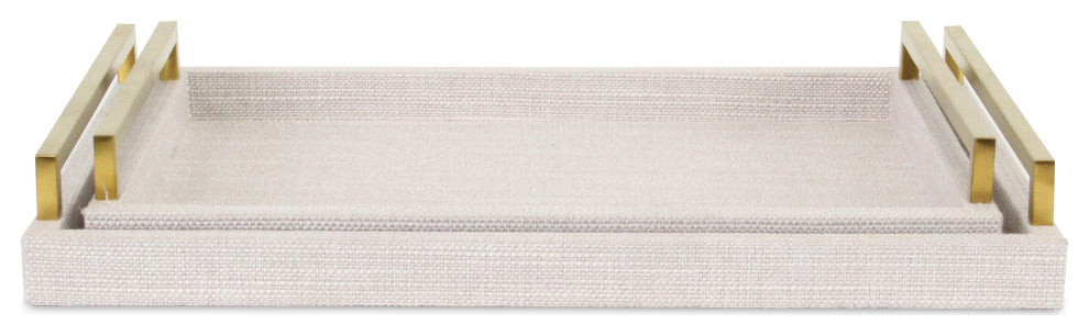 Lusan Linen Tray Set Dark White