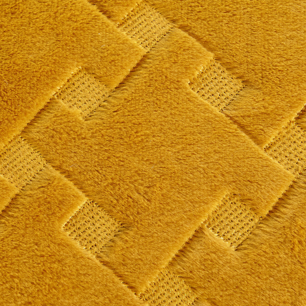 Tatami Quilted Faux Fur Bedspread Set, Apricot, King