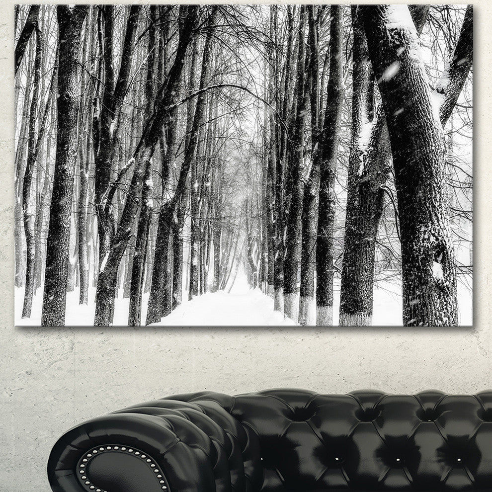 Snowy Forest Black and White, Modern Forest Canvas Art, 40"x30"
