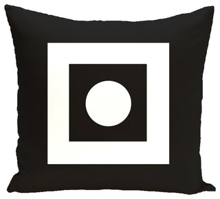 Square Peg Round Circle Geometric Print Pillow, Black, 20"x20"