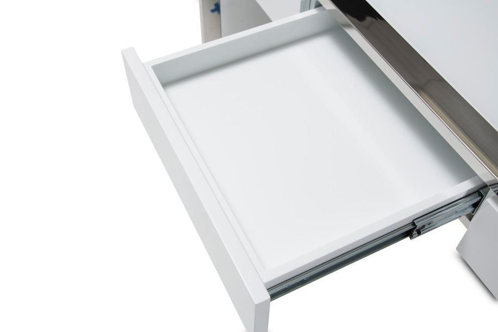 State St. Writing Desk - Off White/Stainless Steel