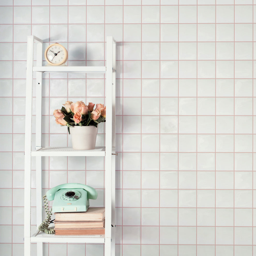 Twist Square Ceramic Wall Tile, White Ice, Sample