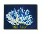 Flower Shape Blue Green Painting, 16"x20", Black Frame