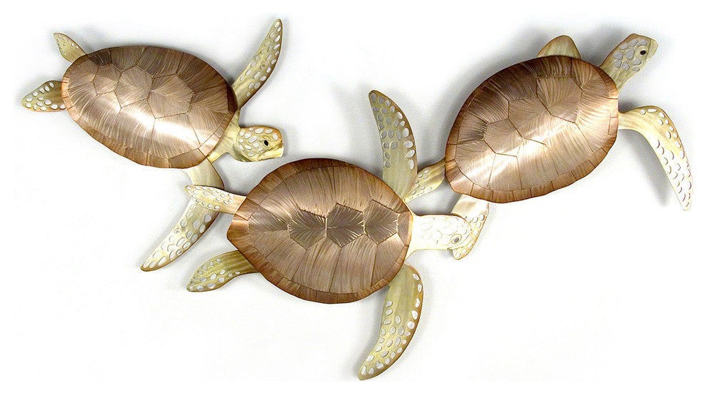 Coastal Home Decor ''Sea Turtle Frolic'' - Metal Beach Sea Turtles Wall Art