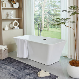 67" Acrylic Freestanding Soaking Bathtub, White/Oil Rubbed Bronze