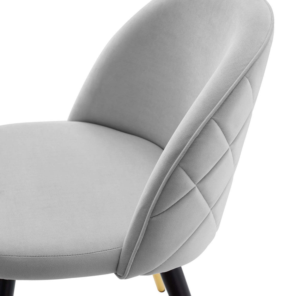 Side Dining Chair, Set of 2, Velvet, Gray, Modern, Cafe Bistro Restaurant