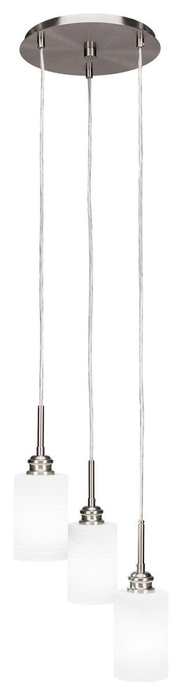 Edge 3-Light Cluster Pendalier, Brushed Nickel/White Matrix