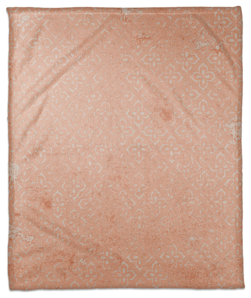 Peach Colored Pattern Distress Blanket 50x60 Coral Fleece Blanket