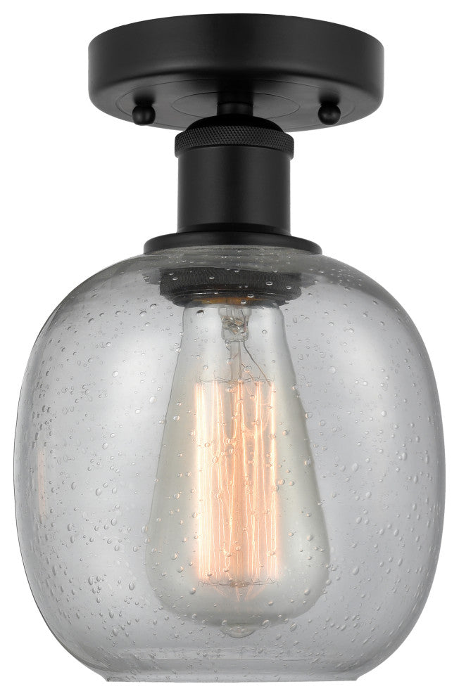 Innovations 616-1F-BK-G104 Belfast 1 Light 6" Semi-Flush Mount, Matte Black
