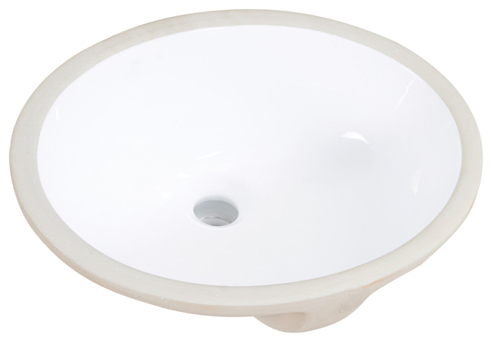 20" Oval White Finish Ceramic Undermount Vanity Sink