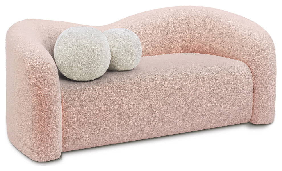 Kali Faux Shearling Teddy Fabric Upholseterd  Loveseat, Pink