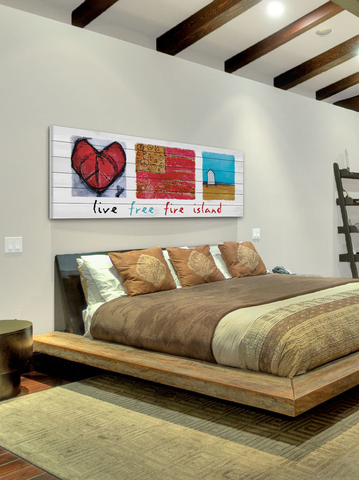 "Live Free Fire Island" Print on White Pine Wood by Tori Campisi