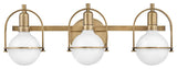 Somerset Three Light Vanity in Heritage Brass