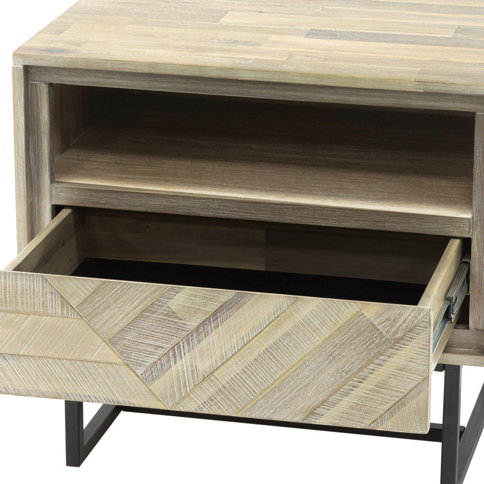 Peridot 1 Drawer Nightstand, Natural Acacia Wood