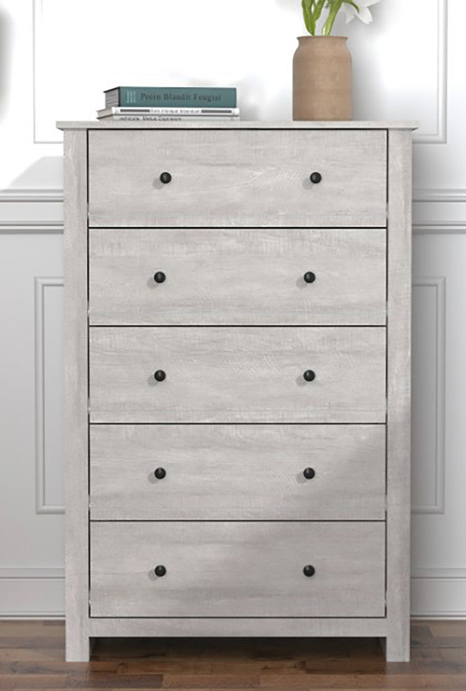 Genoa 5-Drawer Chest of Drawer 46.2"x17.1"x30.4", Dusty Gray Oak