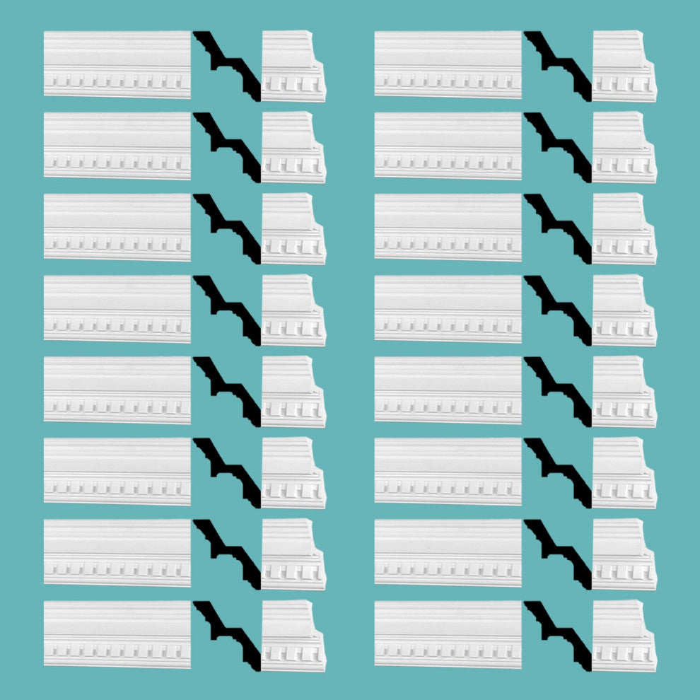 Cornice White Urethane Laurah Ornate Design 16 Pieces Totaling 1264" Length