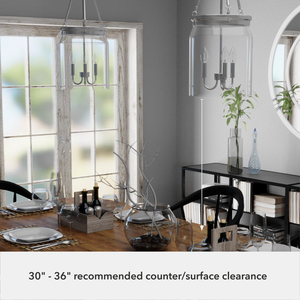 Hunter Devon Park Brushed Nickel 3 Light Pendant Ceiling Light