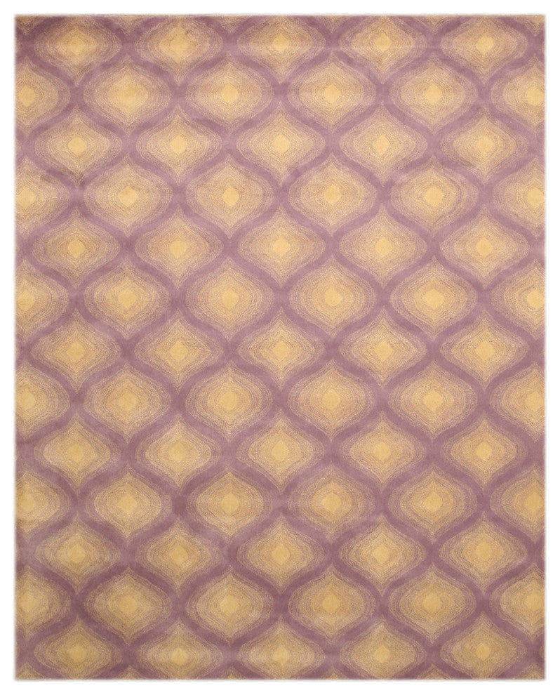 Hand-Tufted Wool Purple Contemporary Transitional Paris Rug, 5' X 8'