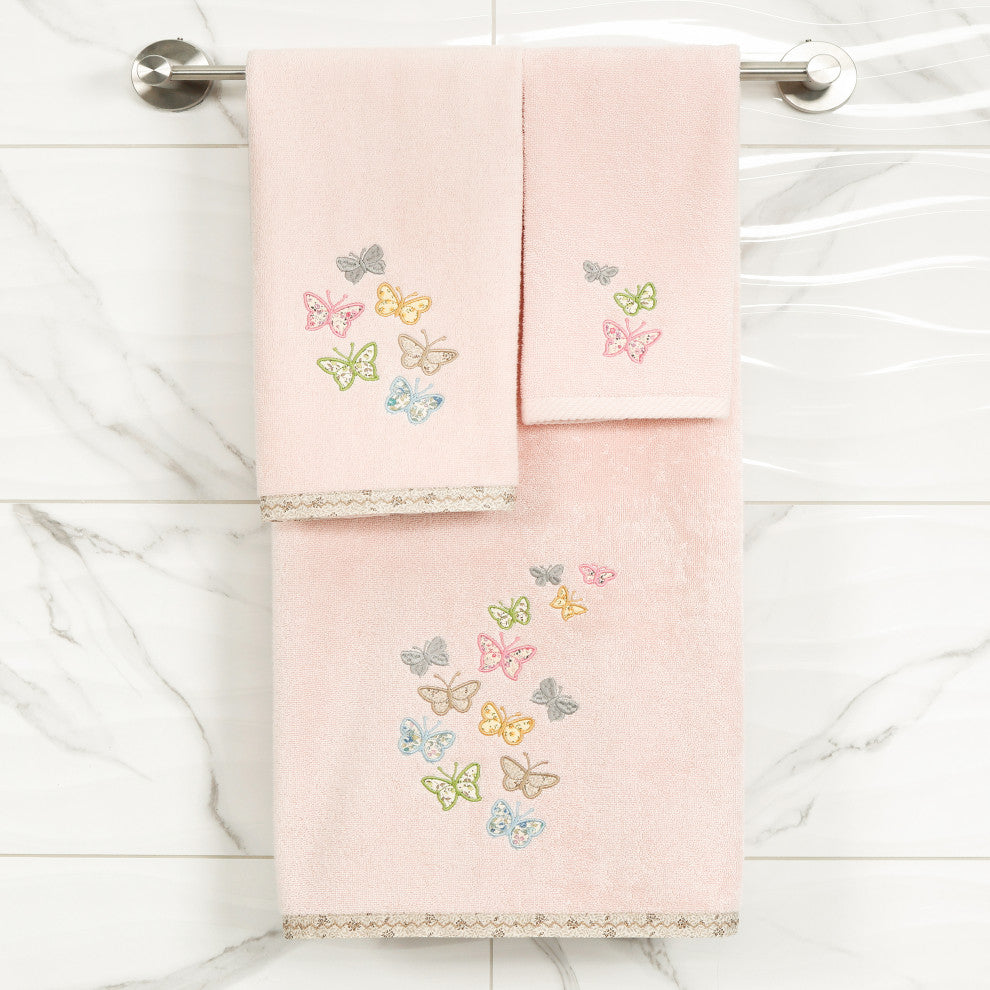 Linum Home Textiles 100% Turkish Cotton MARIPOSA 2PC Embellished Hand Towel Set
