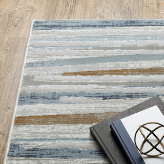 Emery Striped Grey/Blue Indoor Area Rug, 7'10" x 10'10"