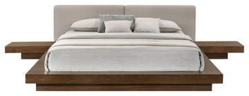 Modrest Tokyo Contemporary Platform Bed, Walnut and Gray, Eastern King