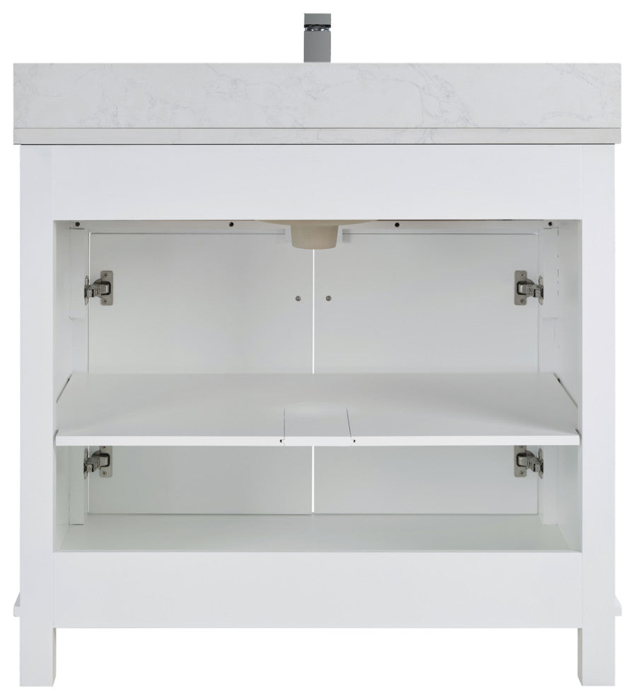 Legion Furniture WS2515 Series Bathroom Sink Vanity, White, 36", Artificial Stone Top, Single Sink