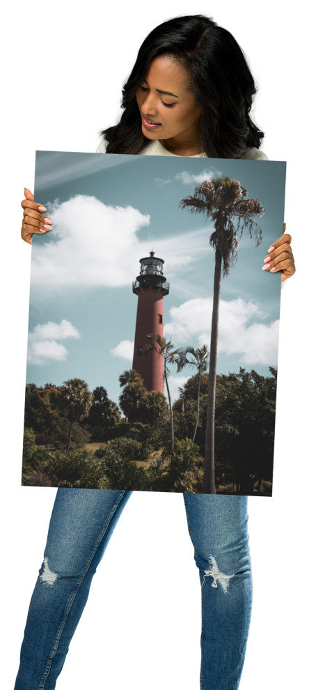 Jupiter Lighthouse Colorized Coastal Landscape Photo Unframed Wall Art Print, 18" X 24"