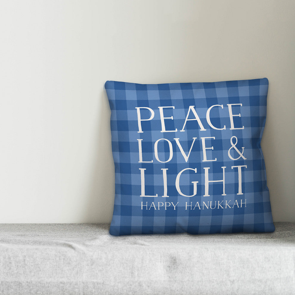 Peace Love Light Plaid 18"x18" Throw Pillow