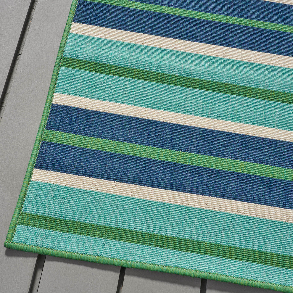 GDF Studio Celia Outdoor Geometric  Area Rug, Blue and Green, 8'x11'