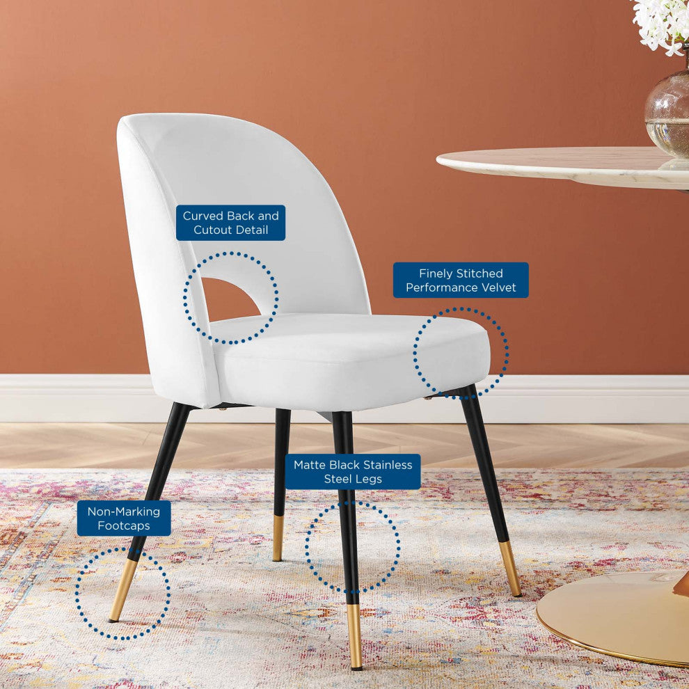 Rouse Performance Velvet Dining Side Chairs Set of 2 White