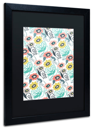Elizabeth Caldwell 'Suzani Floral' Art, Black Frame, Black Mat, 16x20